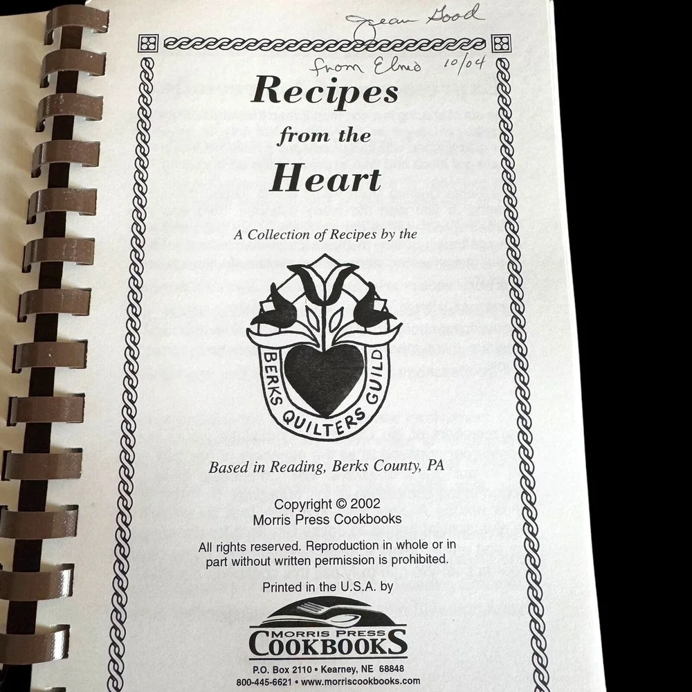 Berks Quilters‎ Guild Cookbook Berks County Reading, PA Recipes Vintage 2002